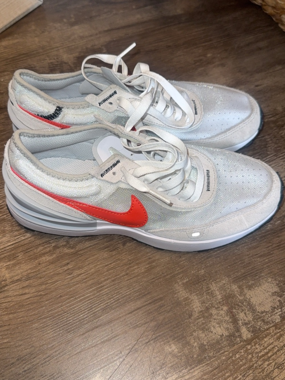 NWOT Nike Kids Waffle Sneakers with Orange-Red Swoosh